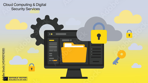 Secure cloud computing data protection cybersecurity technology system network safety and privacy concept