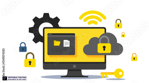 Secure cloud computing data protection cybersecurity technology system network safety and privacy concept