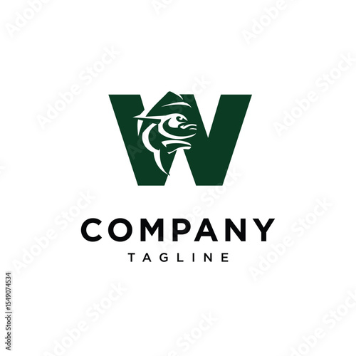 Letter W Mahi Mahi Fish Logo Icon Vector