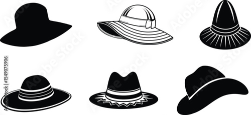 Stylish Straw Hat Silhouette for Summer Designs.