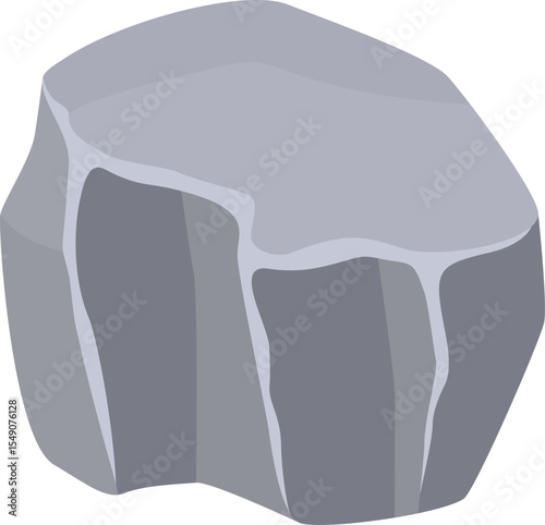 Cartoon illustration featuring a gray rock with a flat top surface, perfect for enhancing educational materials, nature documentaries, or enriching video game environments