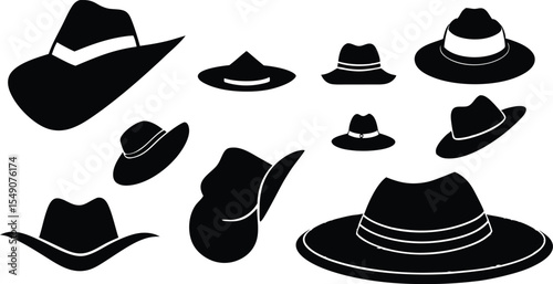 Stylish Straw Hat Silhouette for Summer Designs.