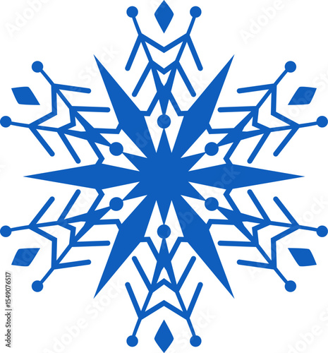 Beautiful blue snowflake creating a magical christmas atmosphere with its intricate and symmetrical design, evoking the wonder and beauty of winter season