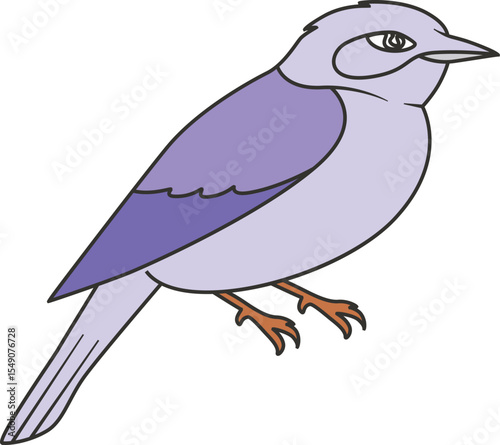 Bird Perched on a tree branch minimalist vector. 