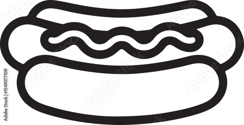 Hand-drawn vector hot dog with bun and condiments