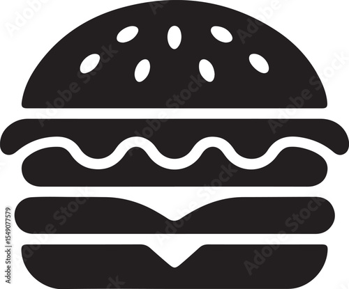 Layered solid hamburger glyph icon with stacked fillings