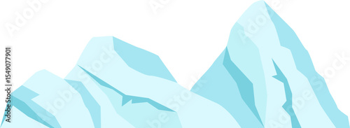 Minimalist vector illustration featuring a stylized icy mountain range, evoking a sense of tranquility and adventure in a pristine arctic environment