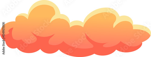 Cartoonish illustration featuring an orange and yellow cloud floating gracefully in a clear sky, radiating a cheerful and dreamy atmosphere perfect for evoking happiness and joy