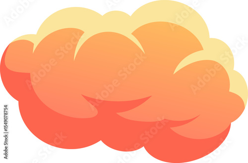 Cartoon cloud floating in a white background with red and yellow colors creating a cheerful and dreamy atmosphere, ideal for children s projects or whimsical designs