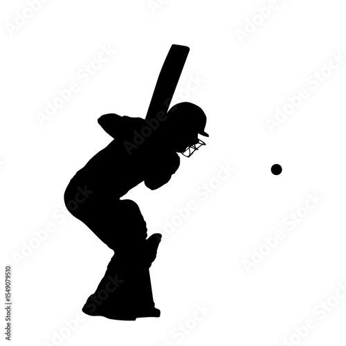 Cricket player, isolated vector silhouette, team sport athlete