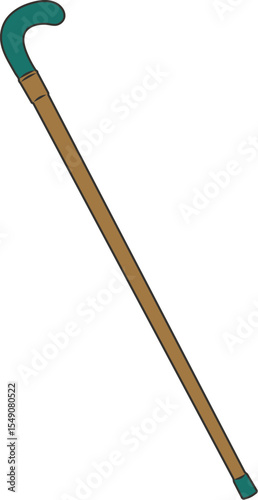 A simple illustration of a Old man cane walking stick minimalist vector