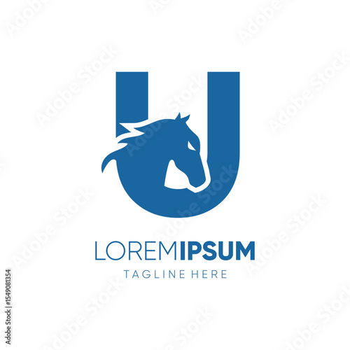Letter U Initial Horse Logo Design Vector Icon Graphic Emblem Symbol Image Illustration 