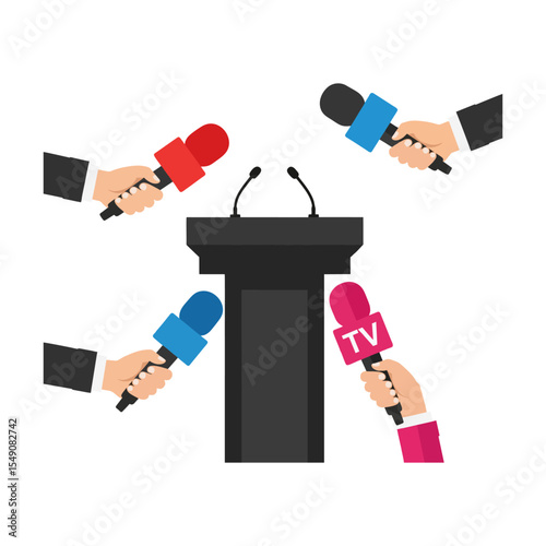 Press Conference at a Podium