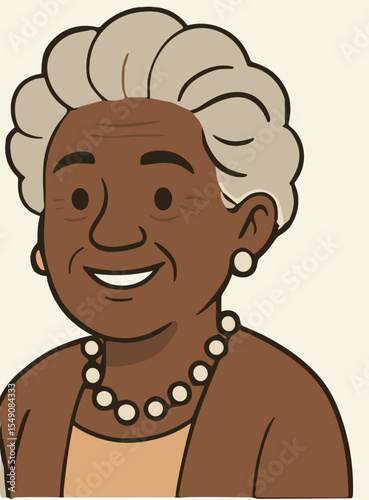 Stylish Elderly Black Woman — Vector Portrait