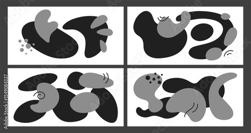 Modern blob organic shapes, lines and dots designs. Vector collection of abstract elements compositions.