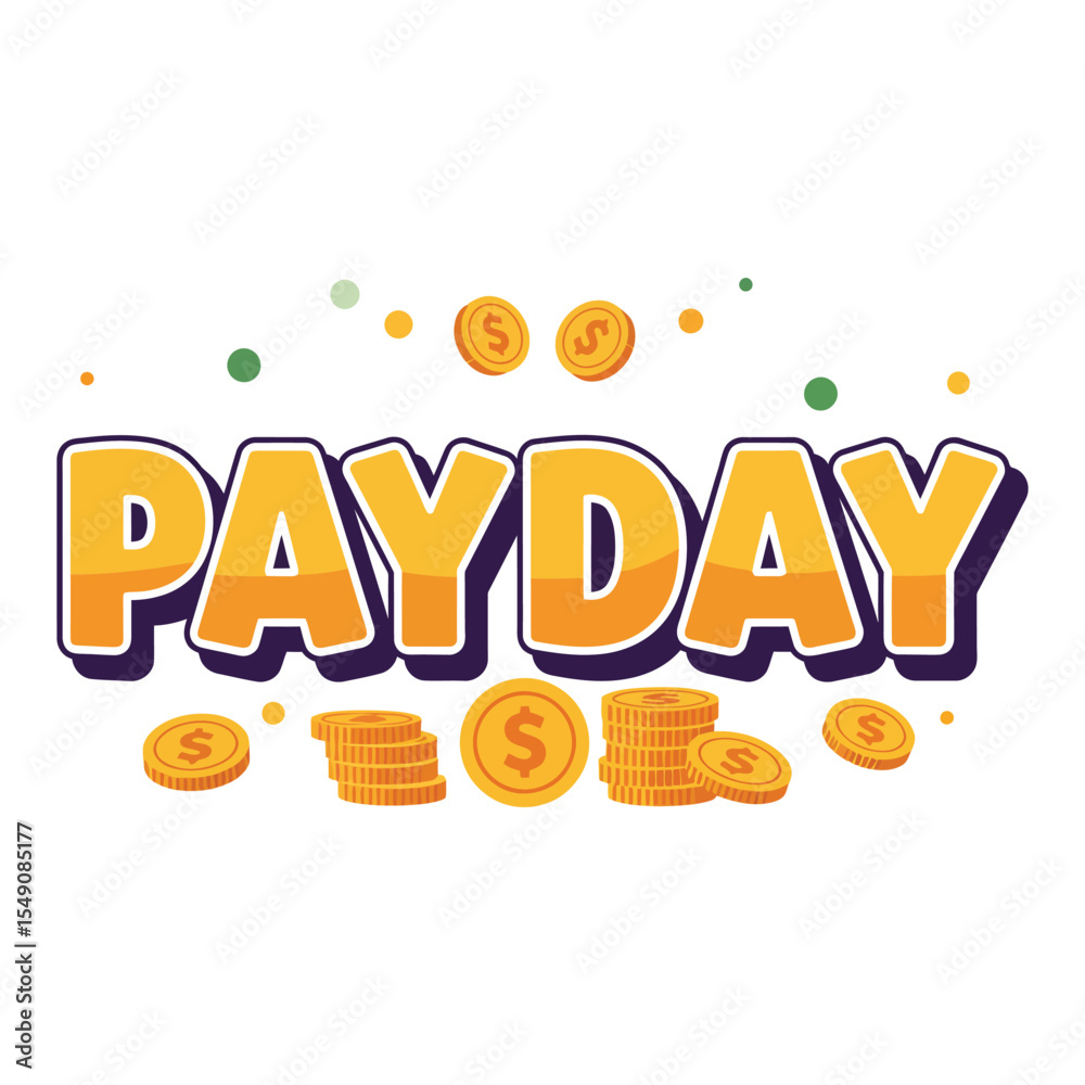 Fototapeta premium Payday Celebration Vector Illustration with Coins - Festive Graphic for Salary, Earnings, Finance, and Success, Ideal for Business, Banking, and Financial Content