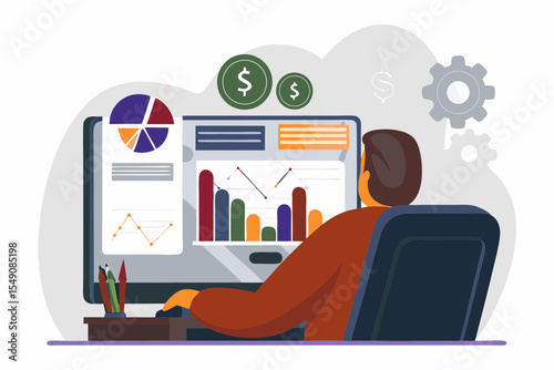 Analyzing Financial Data on Computer Screen for Business Growth and Investment