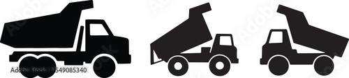 Two dump trucks illustration yellow background