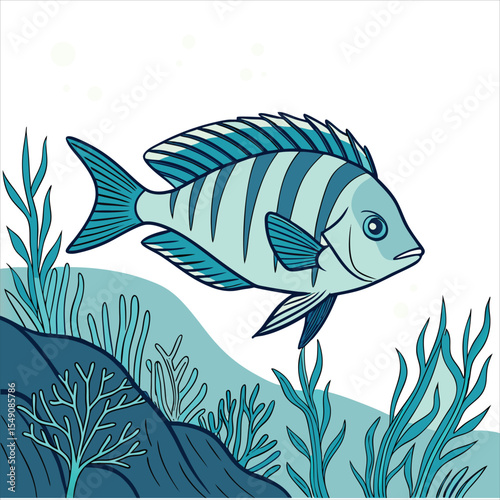 Sea food artwork. Canned fish artwork. Sardines fish artwork for t shirt print, poster, sticker fish vector