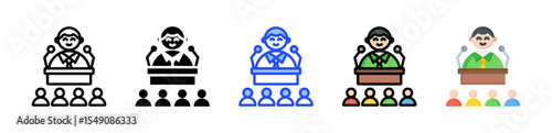 Conference Icon Collection With Multiple Styles