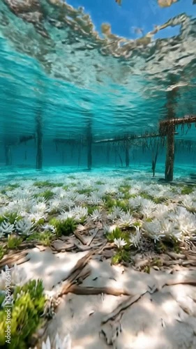 Underwater Coral: Cinematic Pan of Bleached Reef