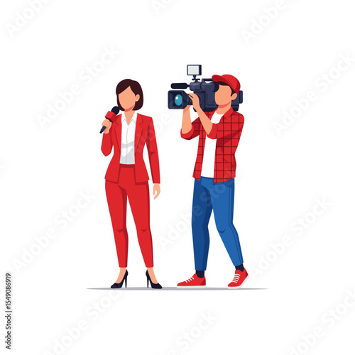 Female News Crew on Assignment
