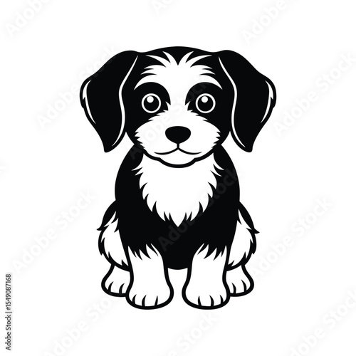  Cute puppy silhouette vector illustration icon