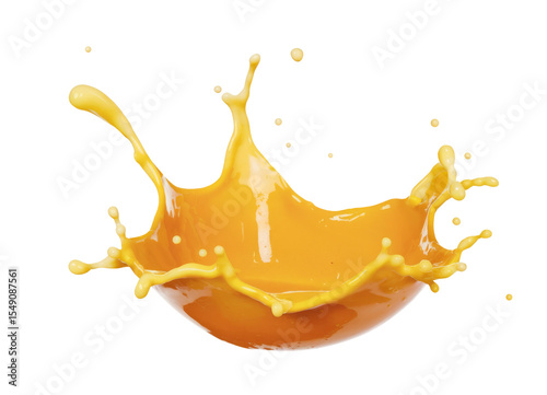 orange juice splash on transparent background