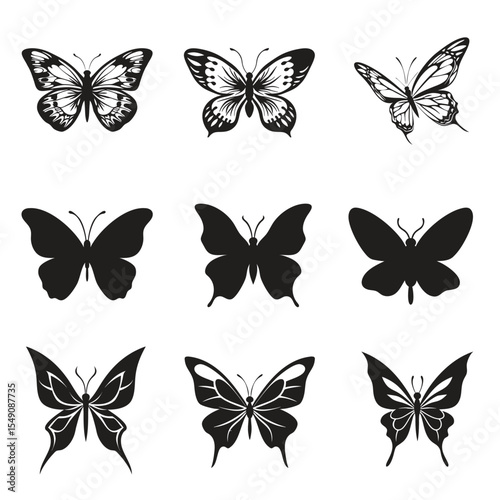 Butterfly Silhouette Flying Up – Minimalist Insect Vector Design