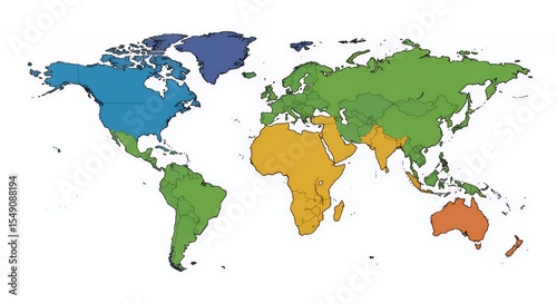 Global Regions Color-Coded World Map: A Visual Representation of Geographic Divisions