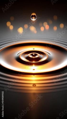Serene Water Droplet: Cinematic Ripple Expansion