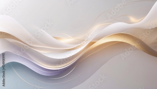 Elegant Abstract Wave Background with Soft Gold and White Curves