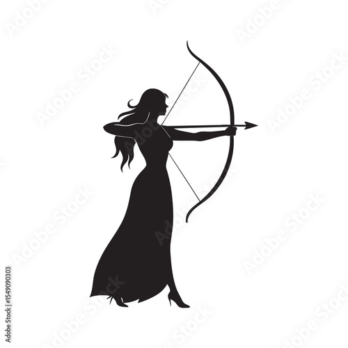 Artemis Bow Deer Moon Silhouette