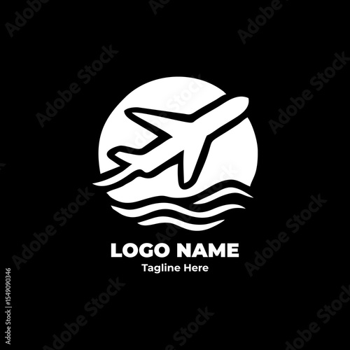 Travel logo vector with tourism company identity design, creative airplane graphic, journey branding symbol, vacation emblem for modern trip and travel business logo