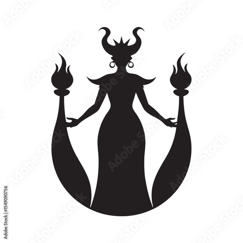 Hecate Torches Moon Magic Silhouette