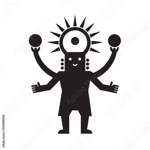 Incan Inti With Radiant Sun Rays