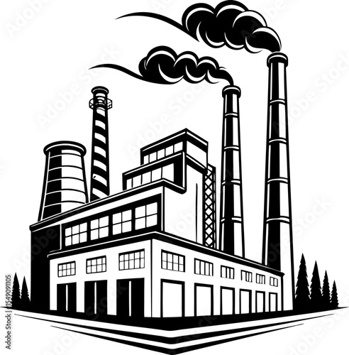 vector illustration of industrial factory