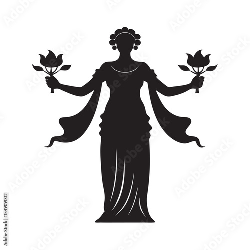 Persephone Underworld Flowers Silhouette Design