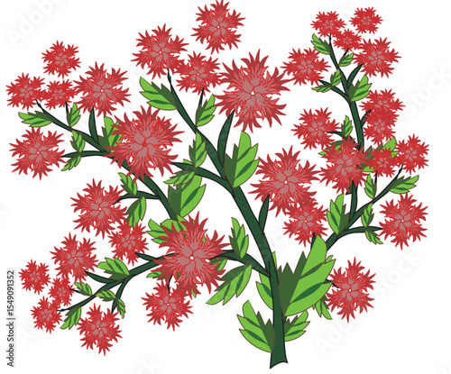 set of flowers, flowers blowing in the wind 