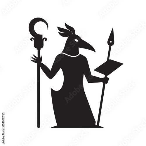Thoth Ibis Writing Scroll Illustration