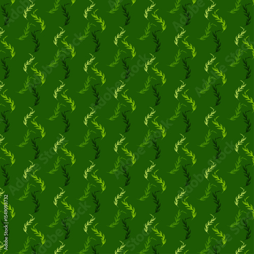 Botanical seamless leaf pattern in green tones.