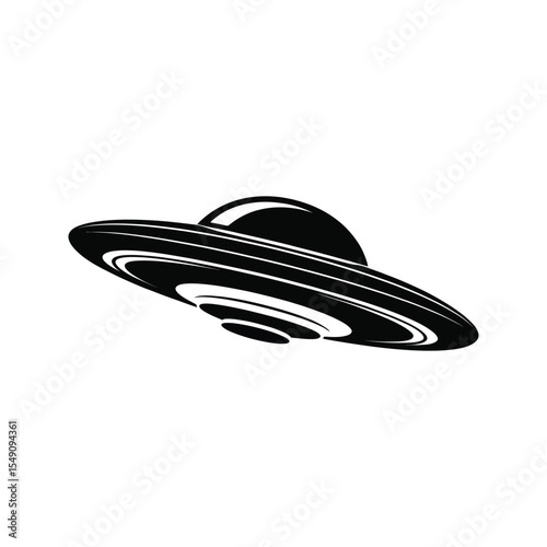Black Silhouette of a Flying Saucer U F O Spacecraft Icon Design Element spaceship alien