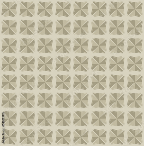 A repetitive pattern of starburst-etched diamond tiles in muted sandstone tones, forming a refined and subtle 3D illusion with vintage architectural elegance.