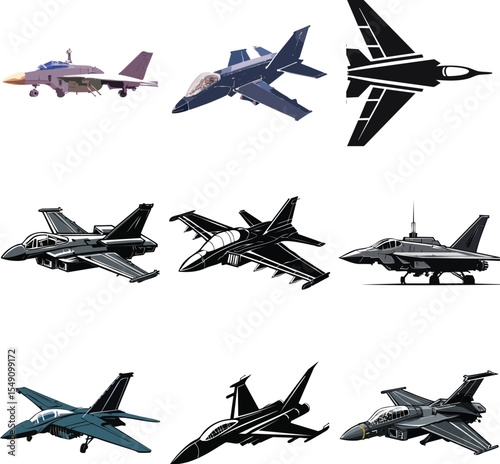 a flat vector illustration of a US stealth fighter jet,