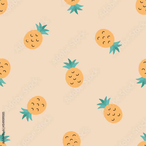 Seamless pattern with pineapple. Summer background. For card, posters, banners, books, printing on the pack, clothes, fabric, wallpaper, textile or dishes.
