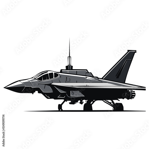 Clean Flat Vector US Fighter Jet for Tactical and Combat UI


