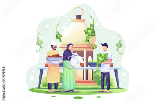 Eid Mubarak Illustration – Islamic Festival Celebration and Greeting Design