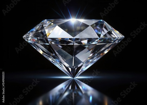 A large clear diamond set against a dark black background