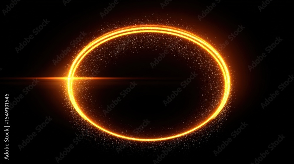 Naklejka premium Vibrant glowing orange with spark particles and light streaks in dark background