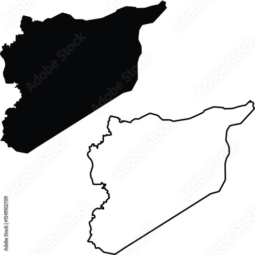 Map of Syria Silhouette Flat and Outline Design
